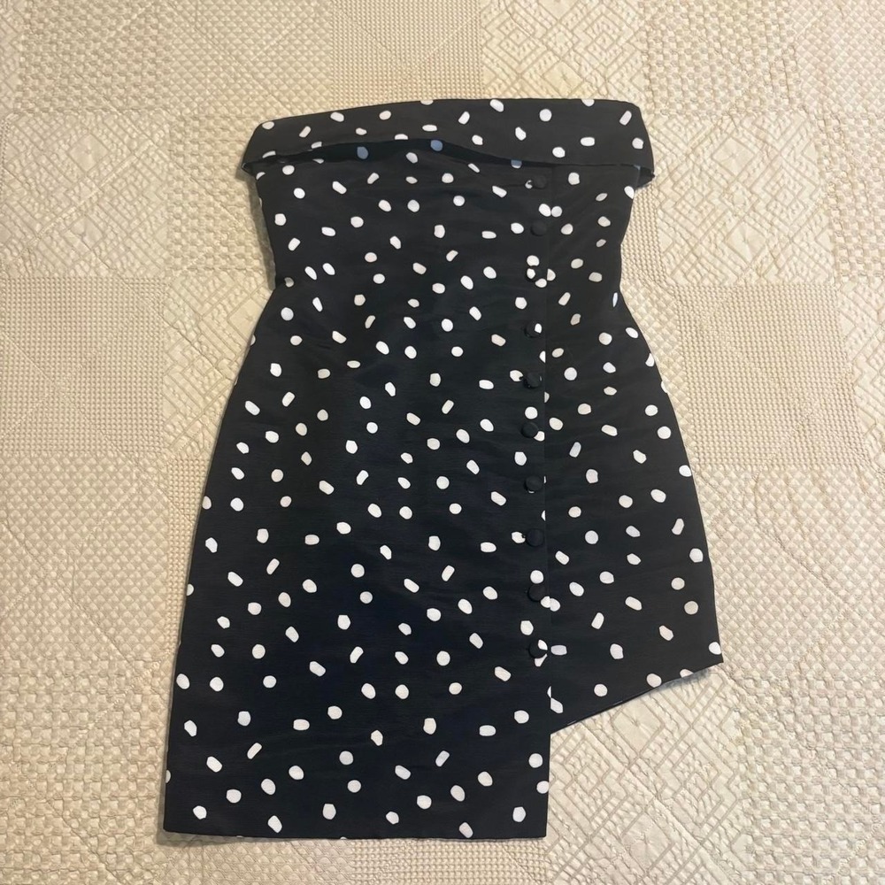 Revolve L'Academie Cute as a Button black & white polka dot mini dress